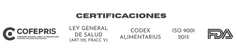 certificaciones de Deyun L: COFEPRIS, FDA, ISO 9001, Codex Alimentarius. Producto natural aprobado para bienestar y sueño saludable.