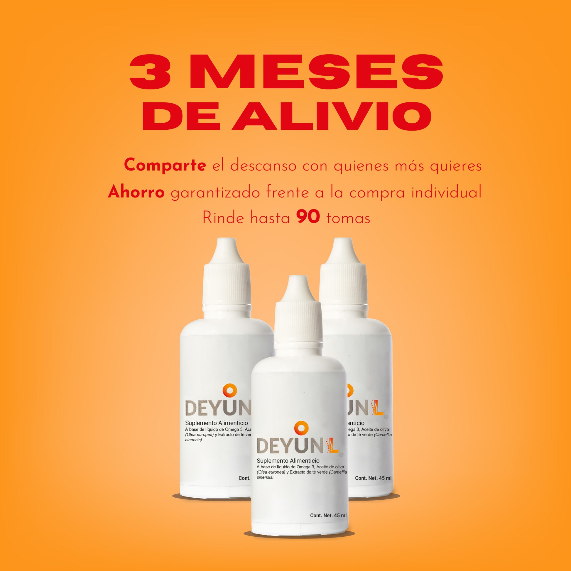 Imagen del pack de 3 Gotero de Deyun L duración de 90 días de alivio natural para el dolor lumbar