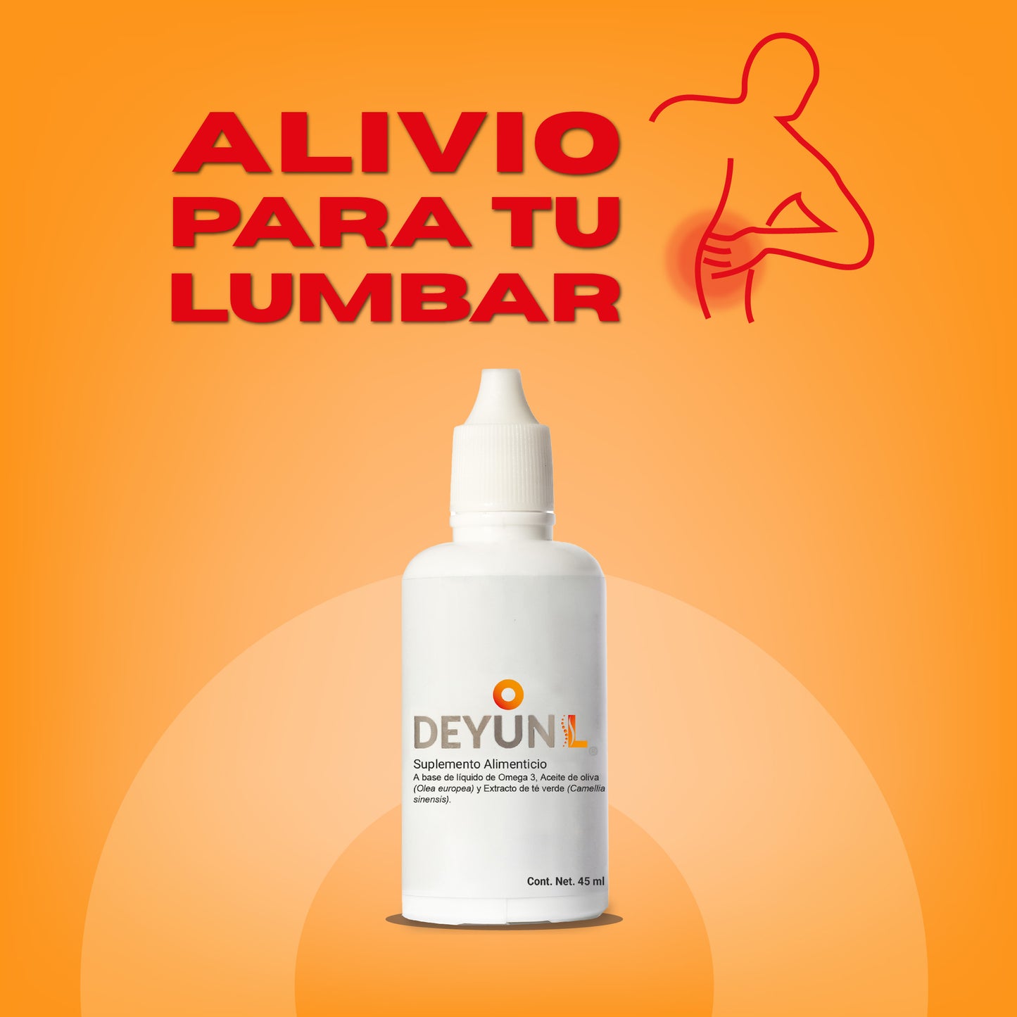 Frasco de Deyun L, suplemento natural en gotas para aliviar el dolor lumbar y mejorar la movilidad